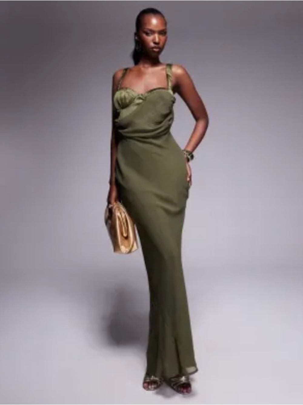 ASOS Olive Green Maxi Slip Dress